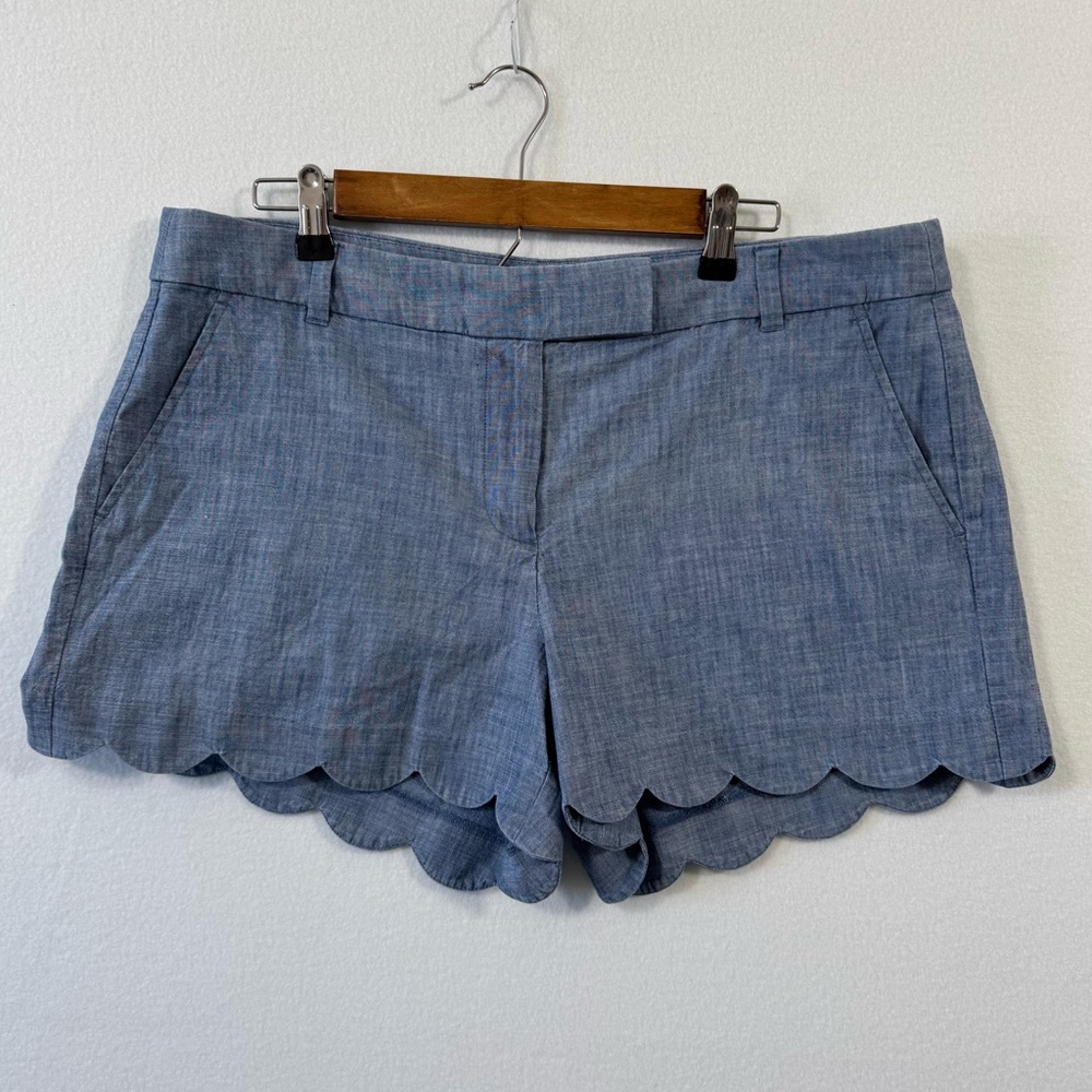 J. Crew Scalloped Edge Linen Cotton Women’s Shorts Casual Size 14